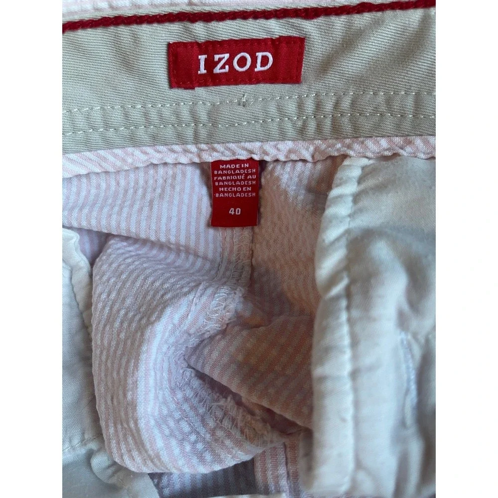 IZOD Mens Size 40 Pink Seersucker Striped Shorts‎ Casual Summer